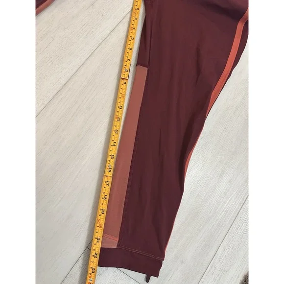 Lululemon Zip The Line Crop 23" Leggings Sz 12 Deep Ruby / Poppy Coral - Picture 12 of 12